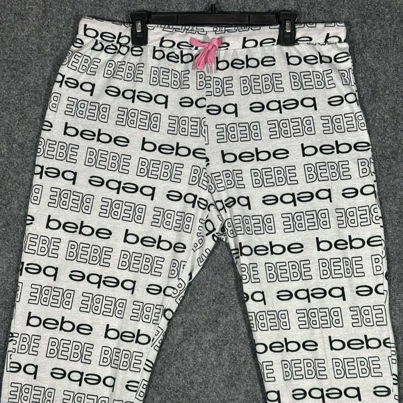 Bebe Sport Jogger Sweatpants Womens Plus 3XL Black All Over Logo Pull-On - Picture 5 of 11